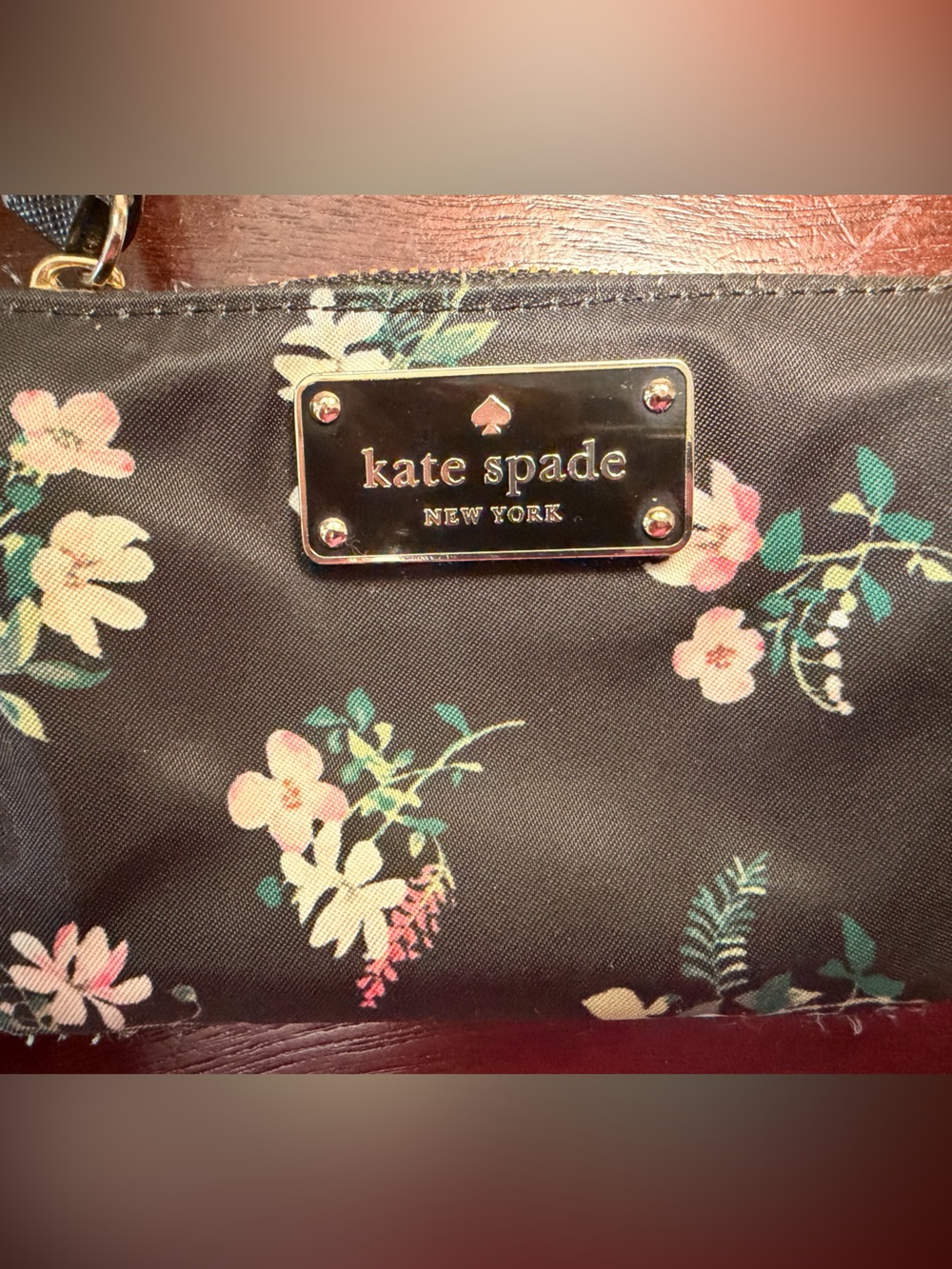 kate spade Black Floral Nylon wallet